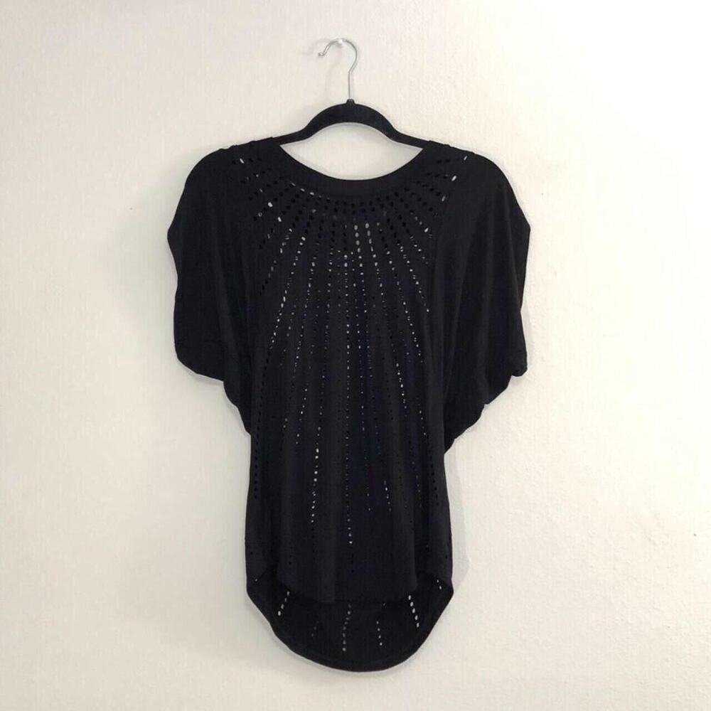 Ringspun Size 10 Black Flowy Sunburst Cutout Shirt Blouse Top Layer Party Casual